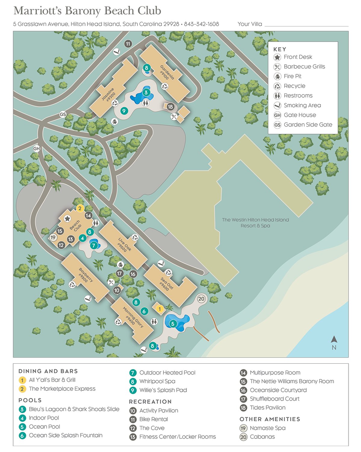 Resort site map for Marriott's Barony Beach Club