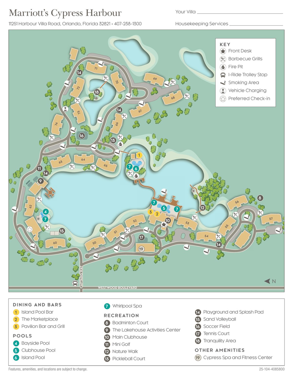 Resort site map for Marriott's Cypress Harbour
