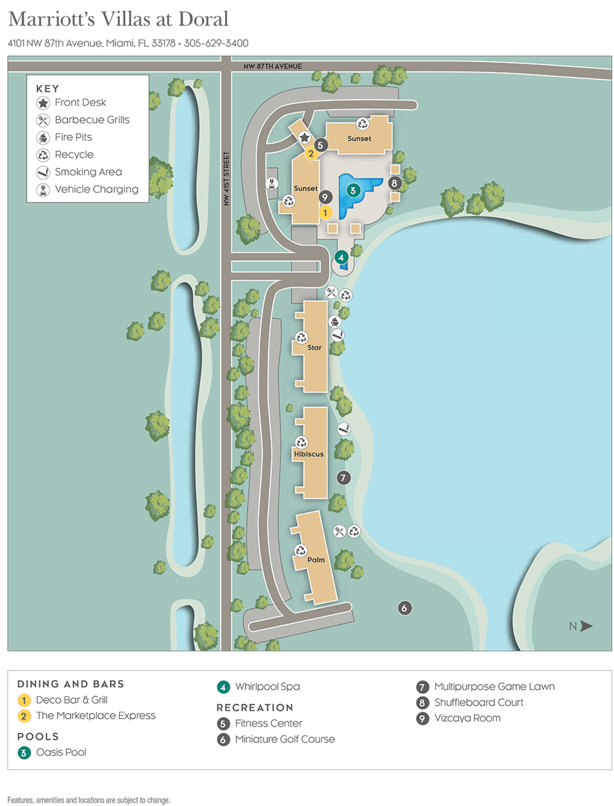 Resort site map for Marriott's Villas at Doral