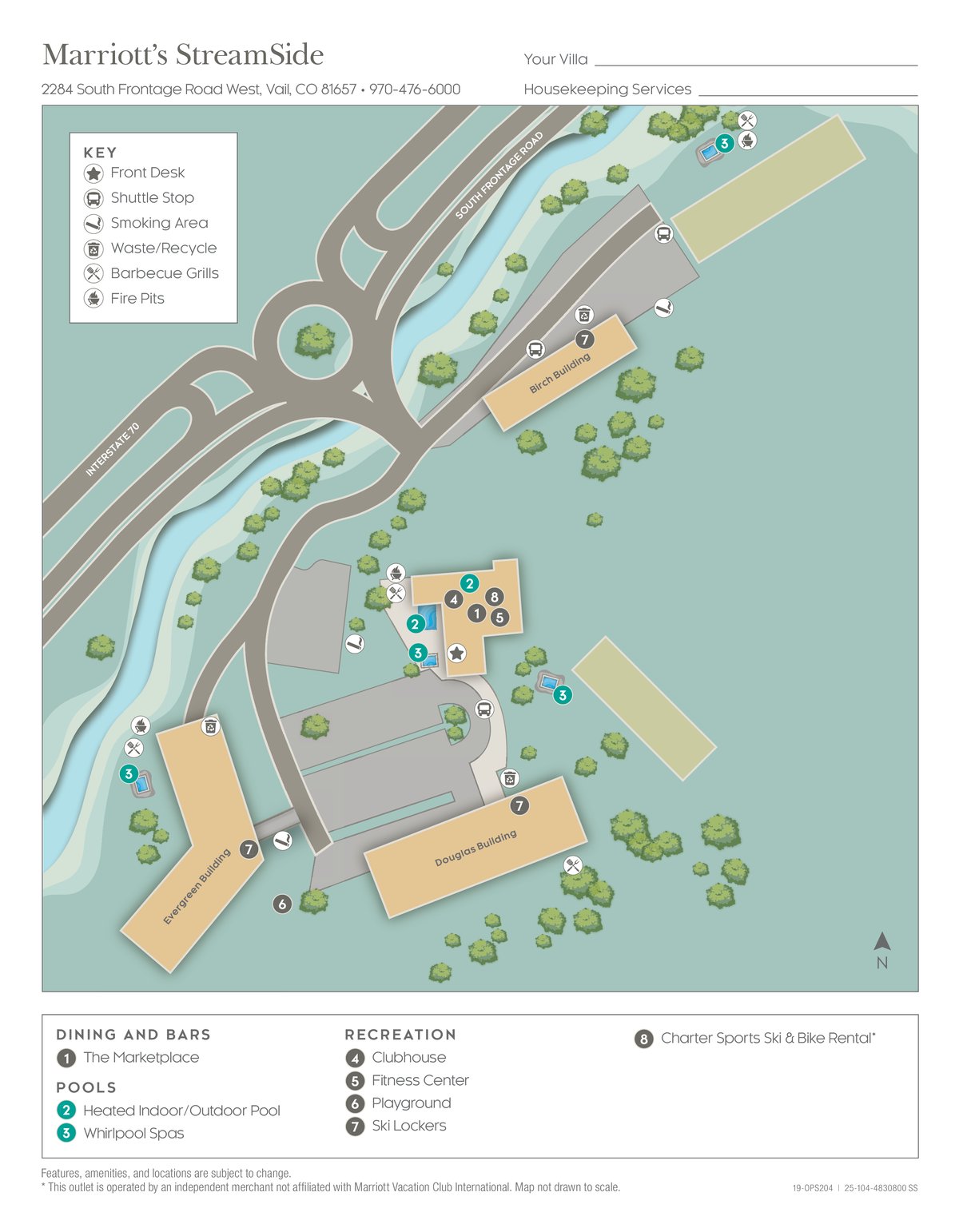 Resort site map for Marriott's StreamSide – Douglas
