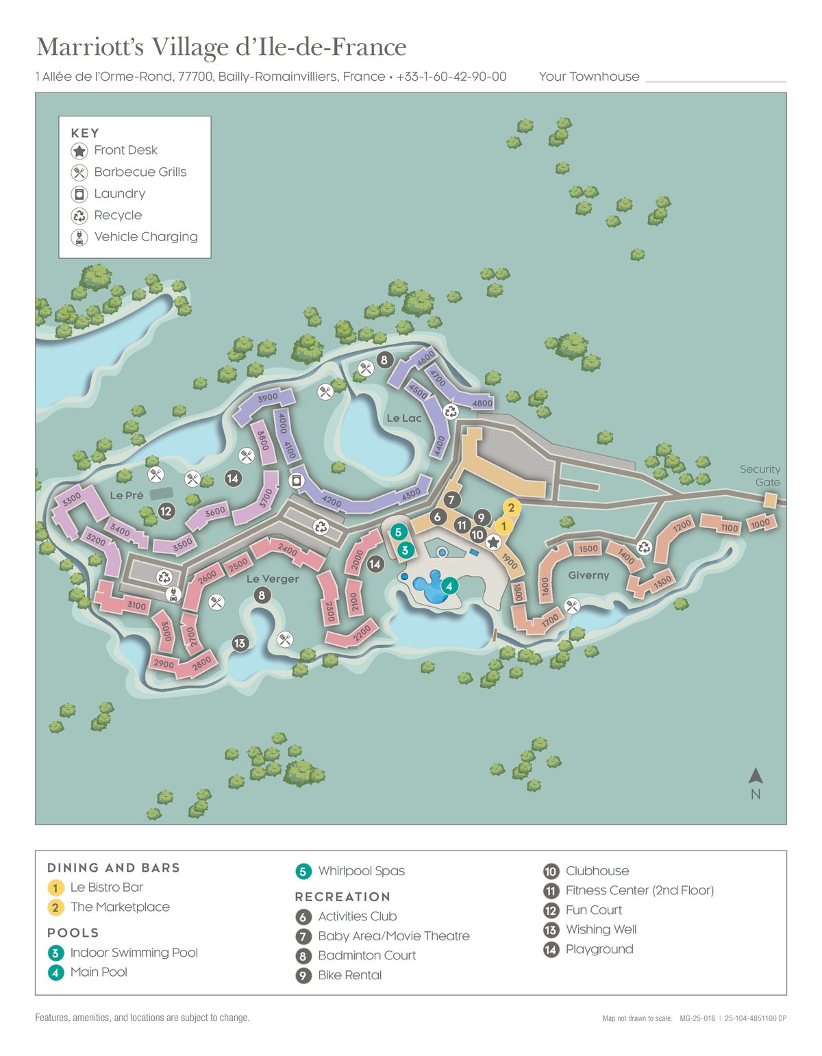 Resort site map for Marriott's Village d'Ile-de-France