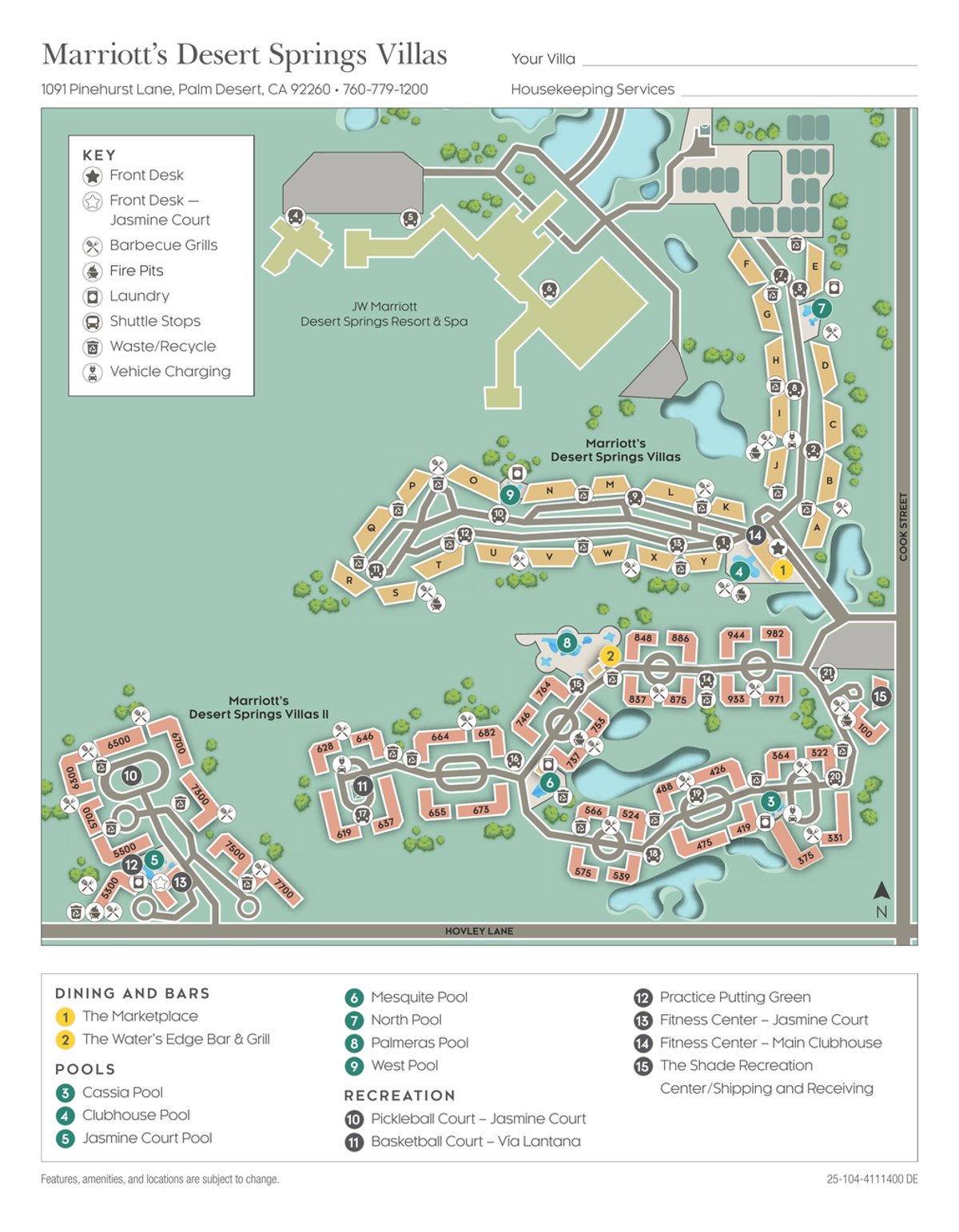 Resort site map for Marriott's Desert Springs Villas II