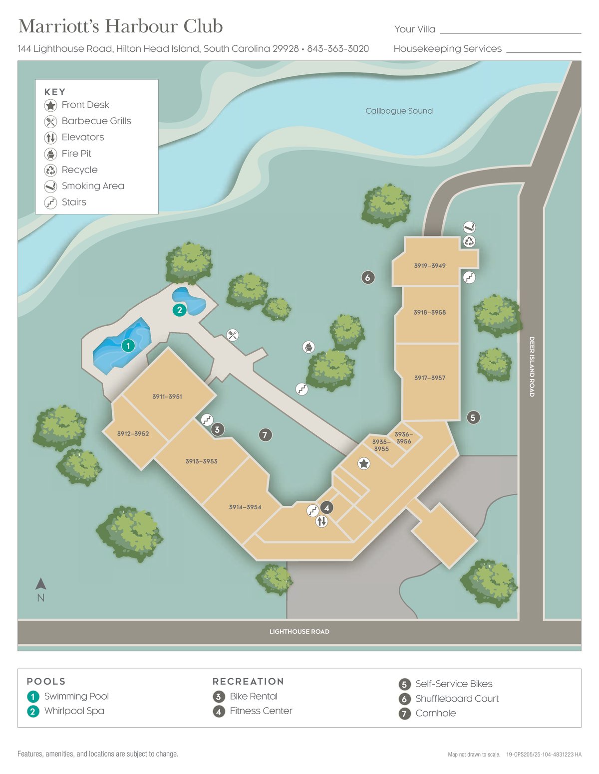 Resort site map for Marriott's Harbour Club