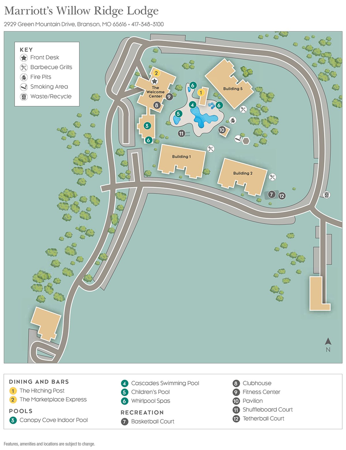 Resort site map for Marriott's Willow Ridge Lodge
