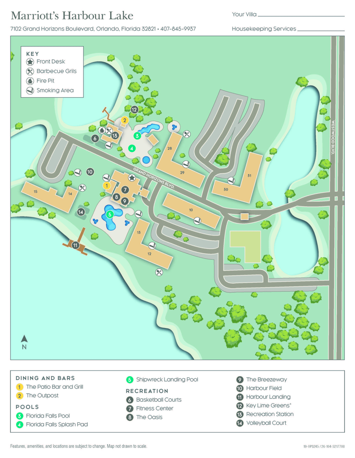Resort site map for Marriott's Harbour Lake