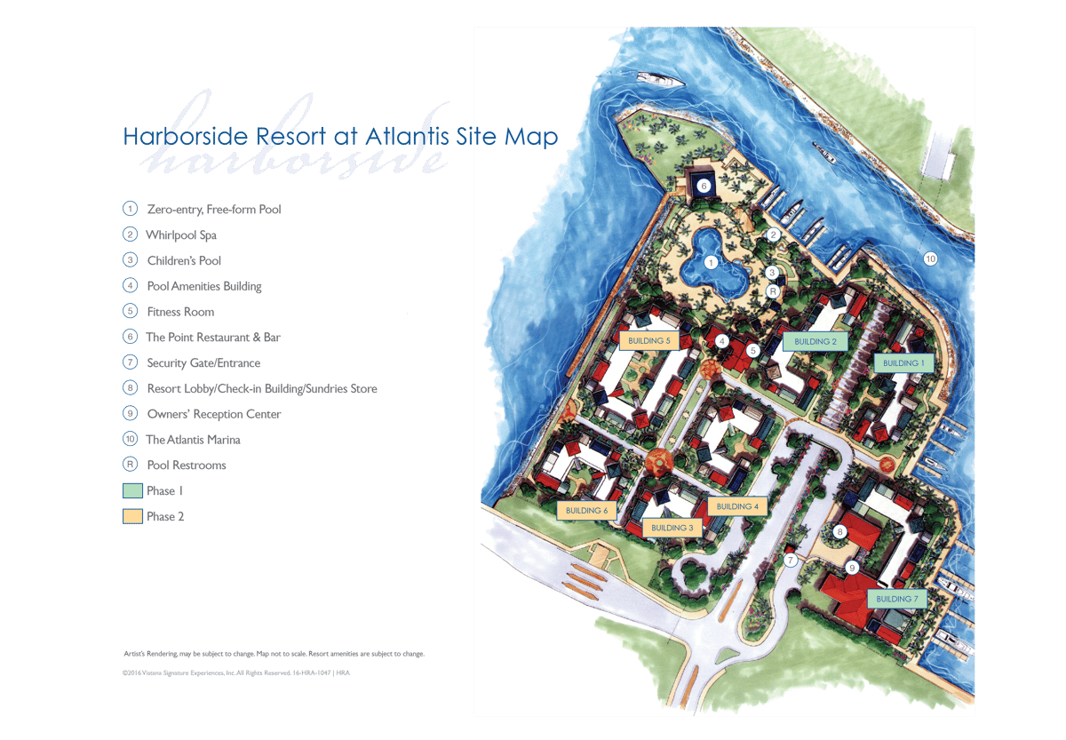 Resort site map for Harborside Resort at Atlantis