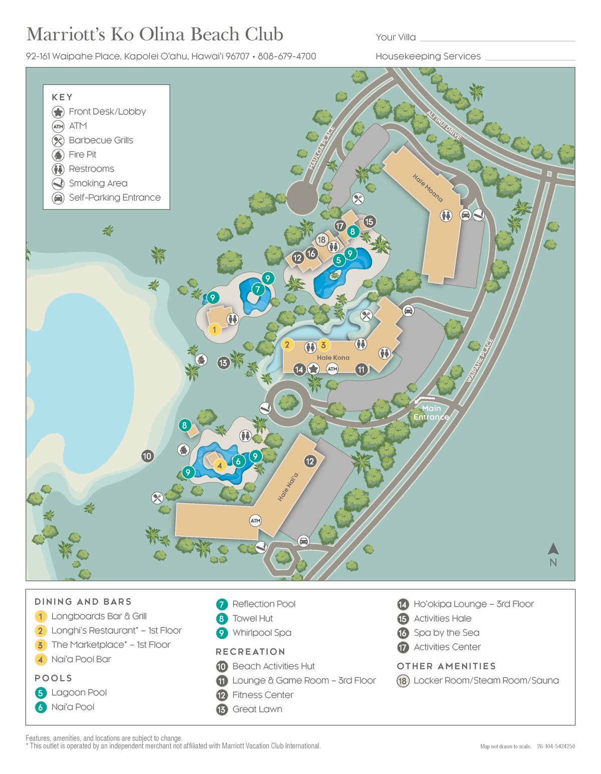 Resort site map for Marriott's Ko Olina Beach Club