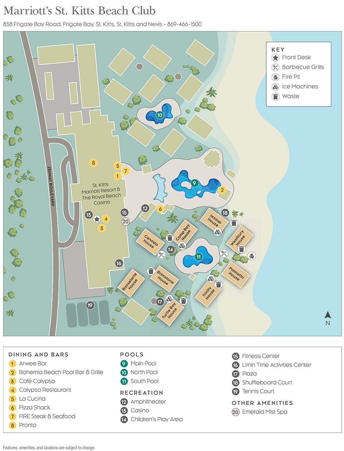 Resort site map for Marriott's St. Kitts Beach Club