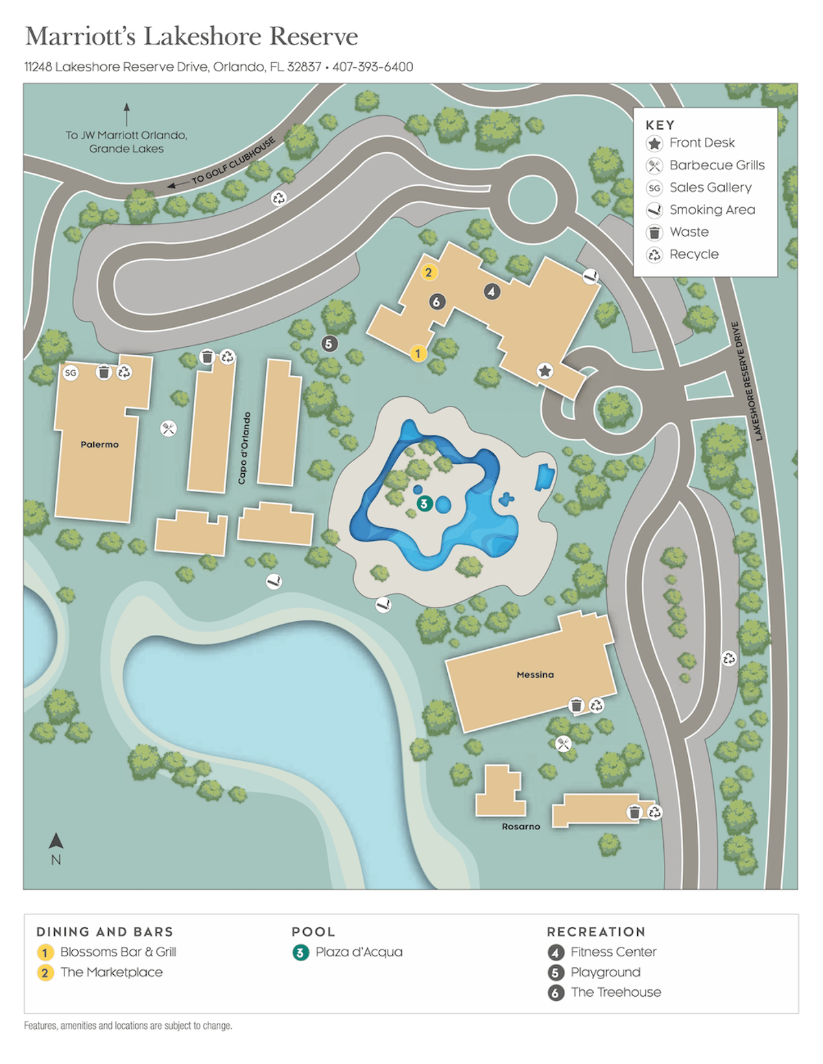 Resort site map for Marriott's Lakeshore Reserve