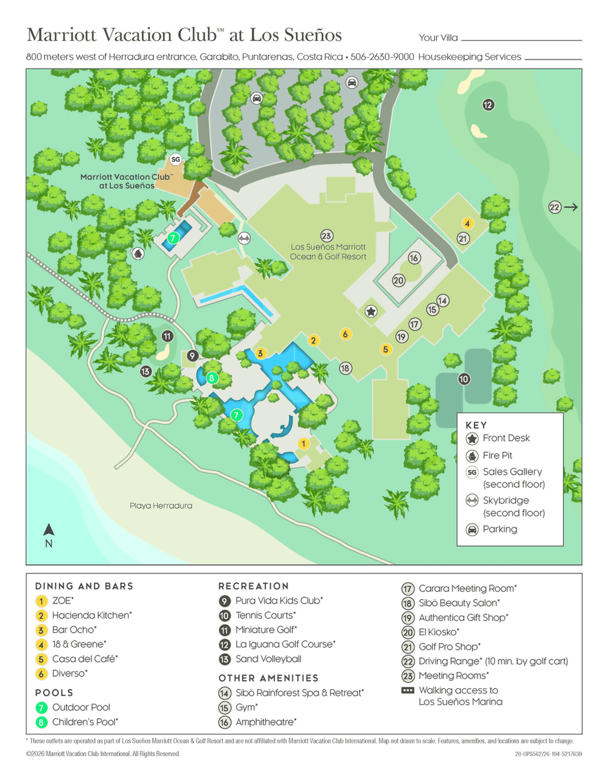 Resort site map for Marriott Vacation Club at Los Sueños