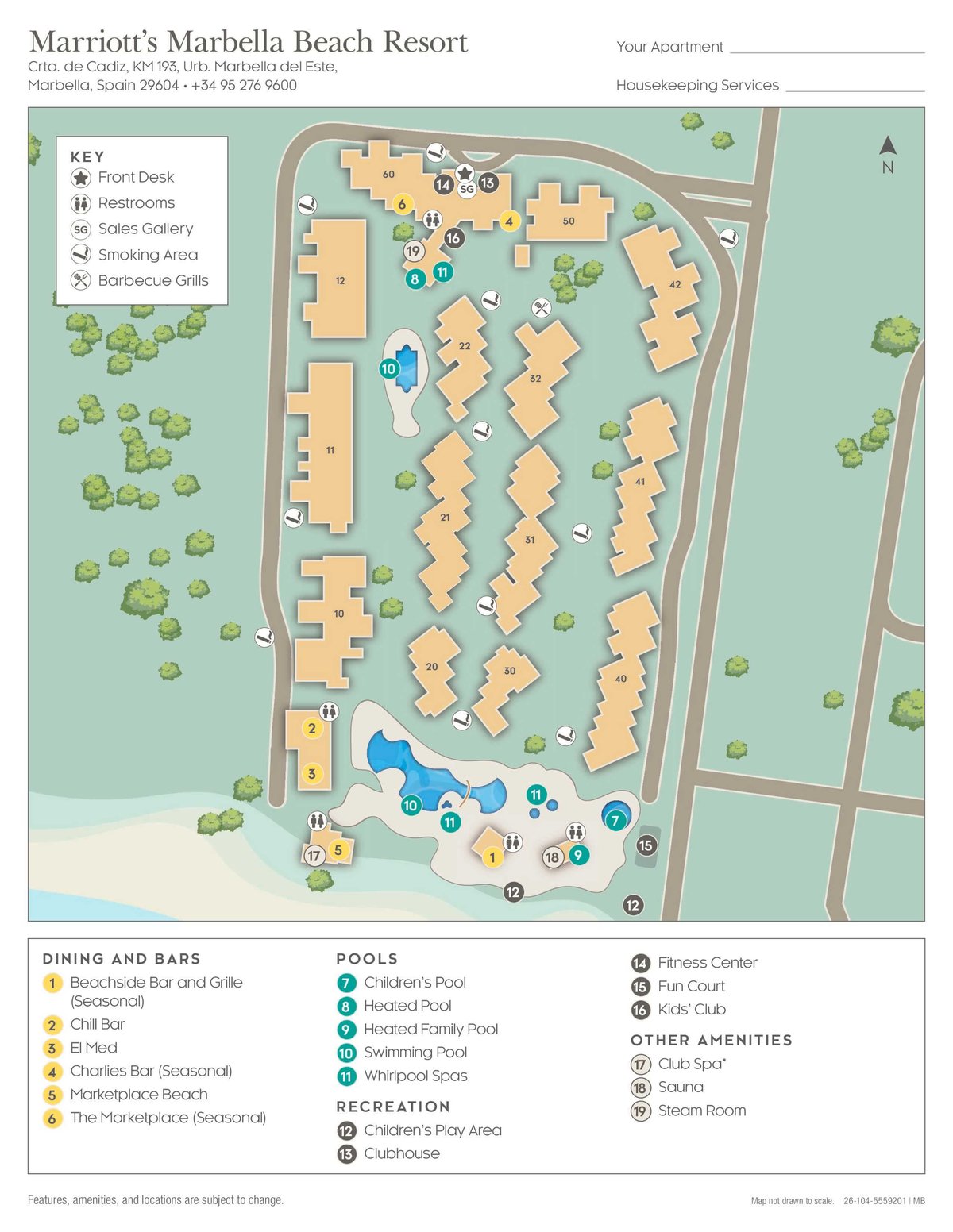 Resort site map for Marriott's Marbella Beach Resort