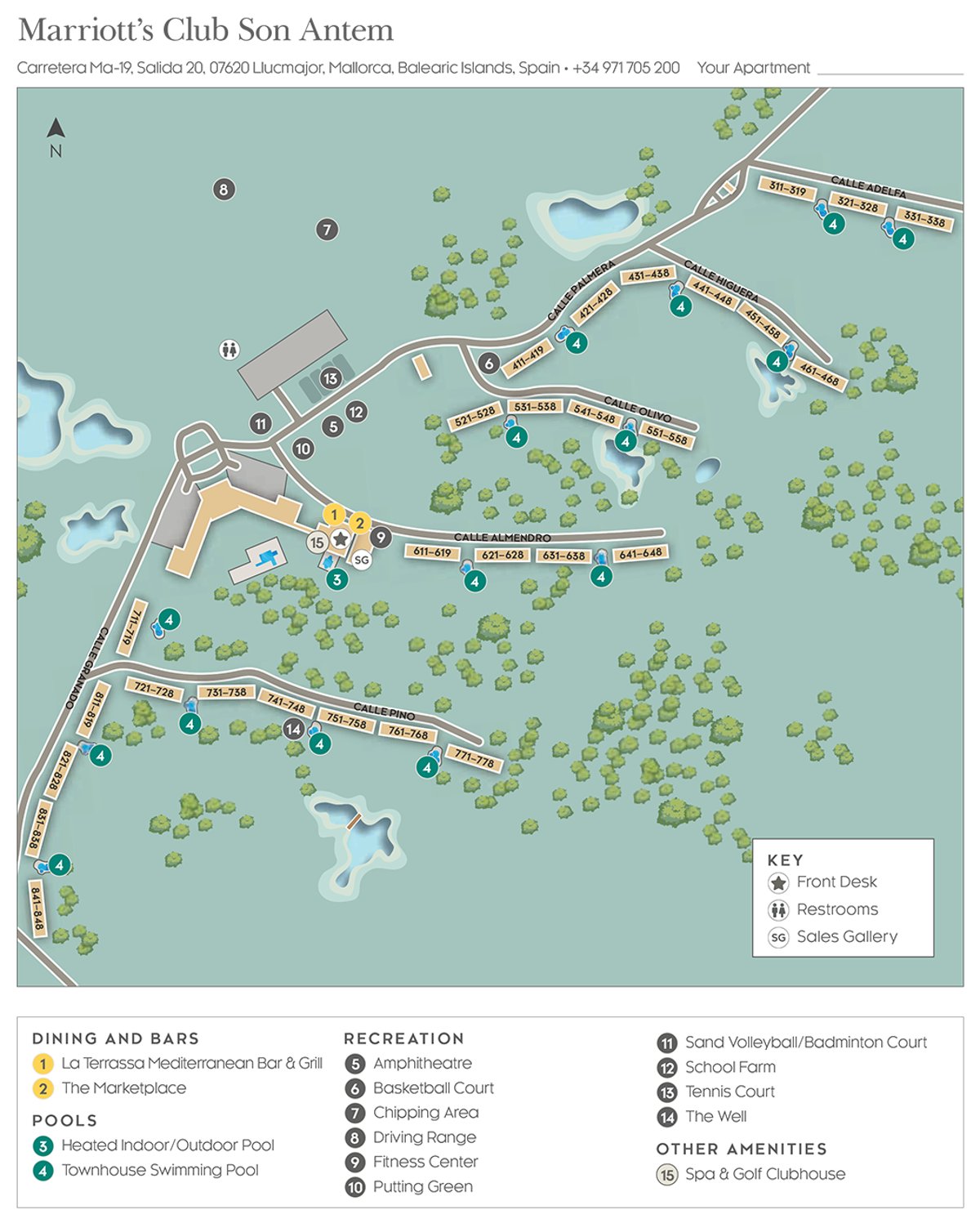 Resort site map for Marriott's Club Son Antem