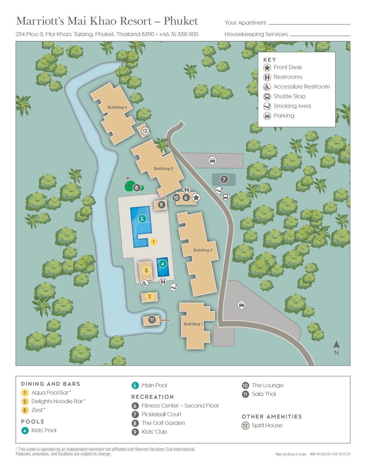 Resort site map for Marriott's Mai Khao Resort – Phuket