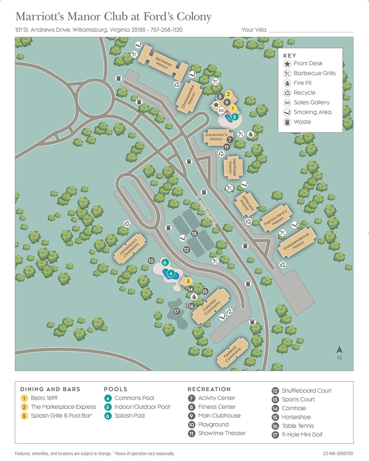 Resort site map for Marriott's Manor Club – Sequel