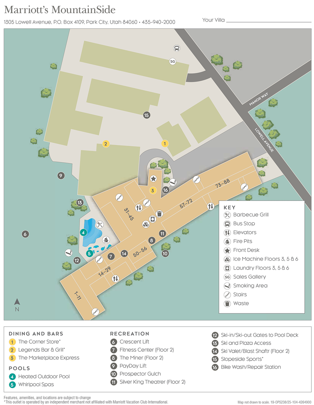 Resort site map for Marriott's MountainSide