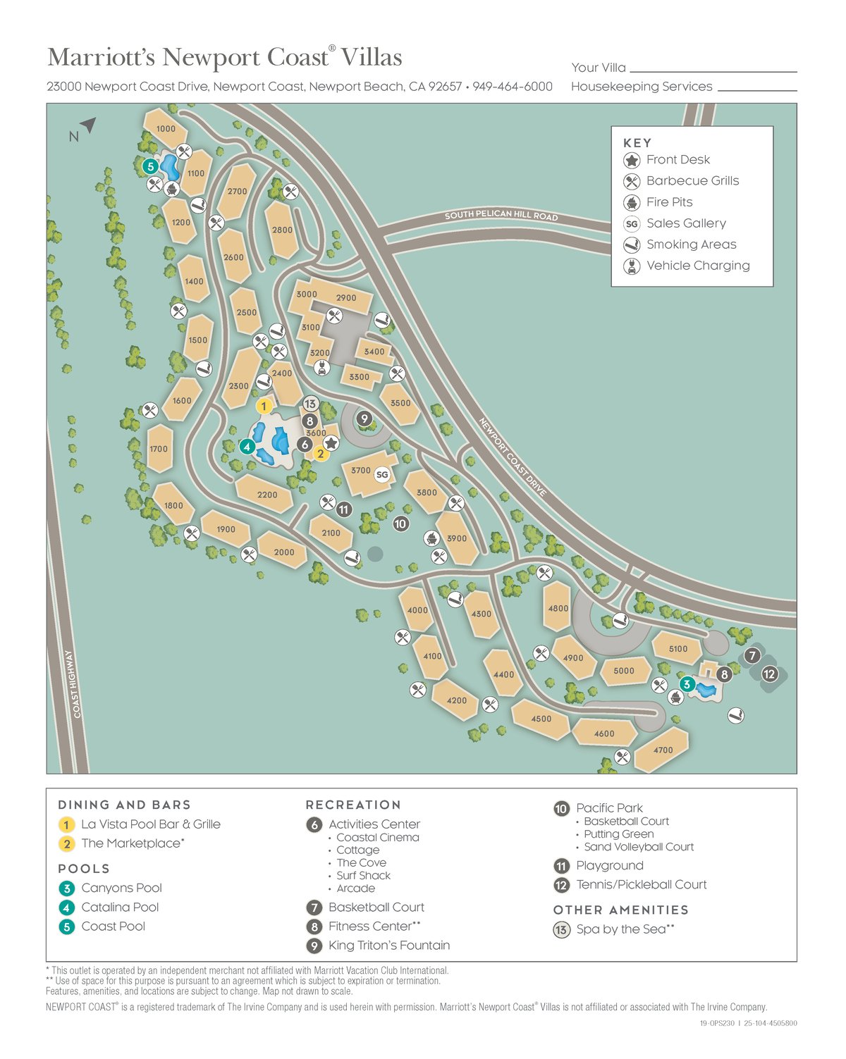 Resort site map for Marriott's Newport Coast Villas