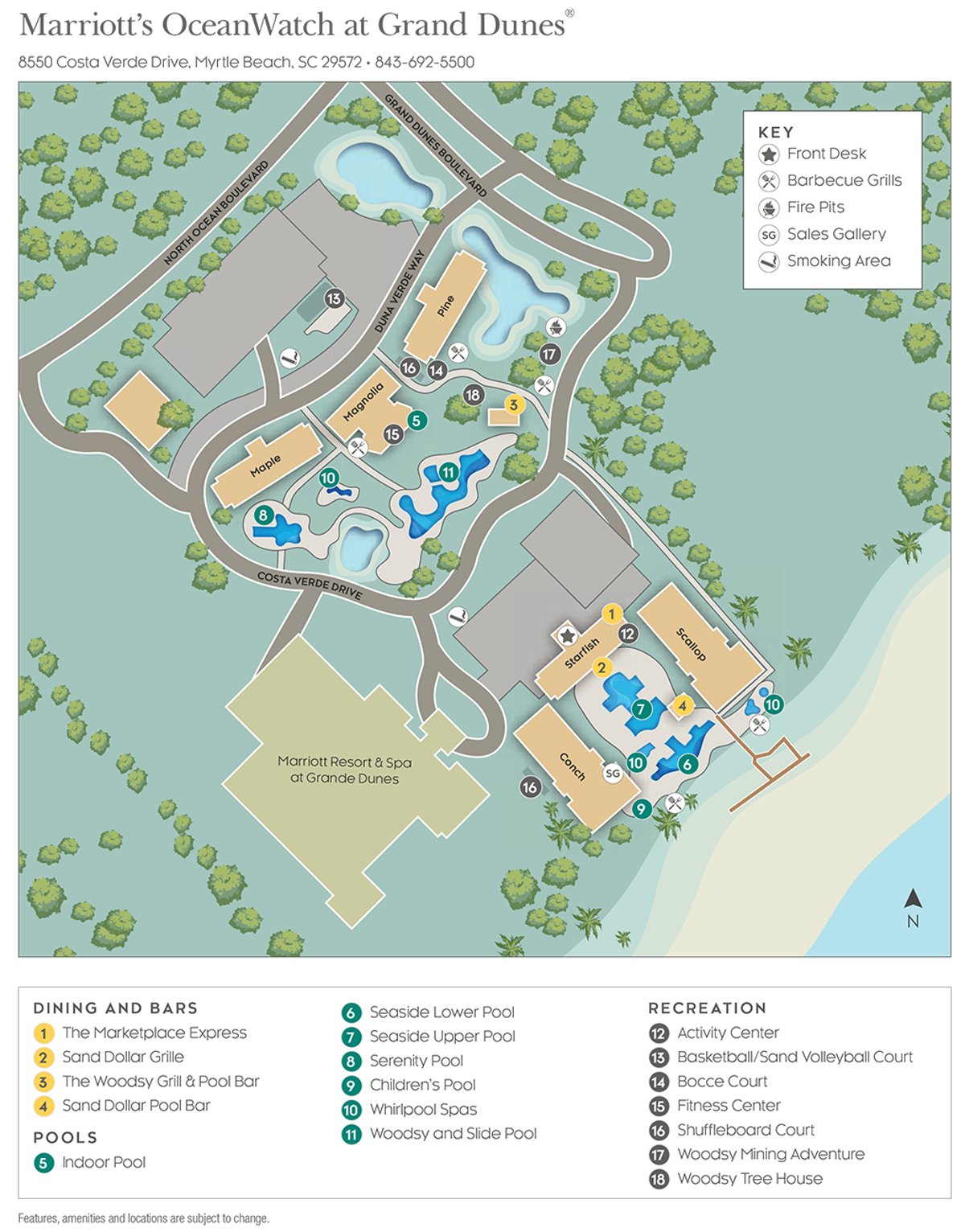 Resort site map for Marriott's OceanWatch