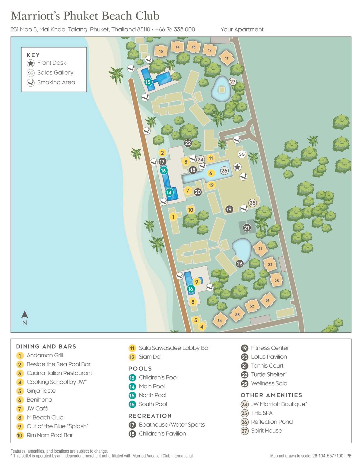 Resort site map for Marriott's Phuket Beach Club