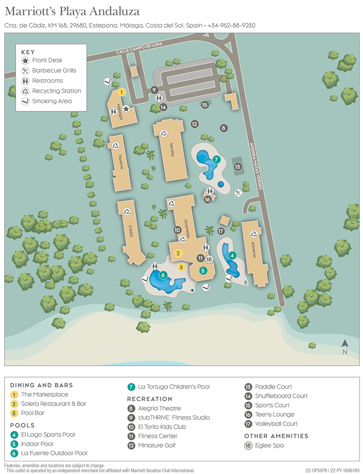 Resort site map for Marriott's Playa Andaluza