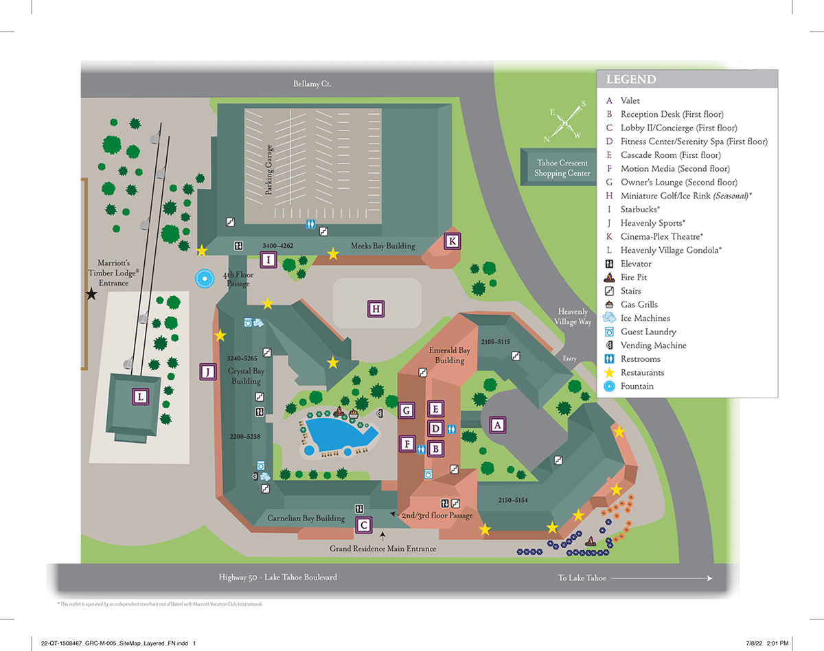 Resort site map for Marriott Grand Residence Club 1, Lake Tahoe