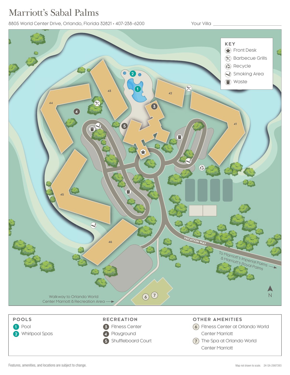 Resort site map for Marriott's Sabal Palms