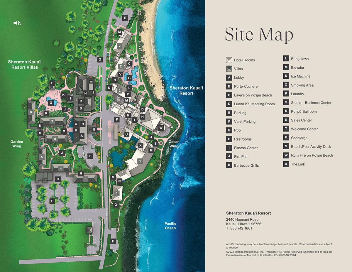 Resort site map for Sheraton Kauaʻi Resort Villas