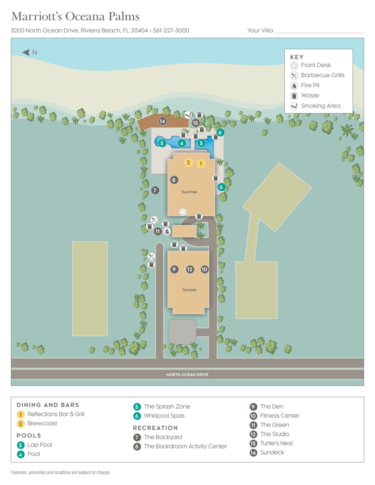 Resort site map for Marriott's Oceana Palms