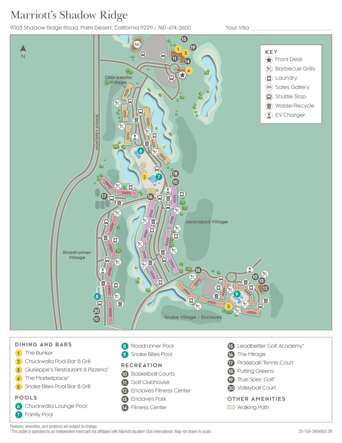 Resort site map for Marriott's Shadow Ridge II – The Enclaves