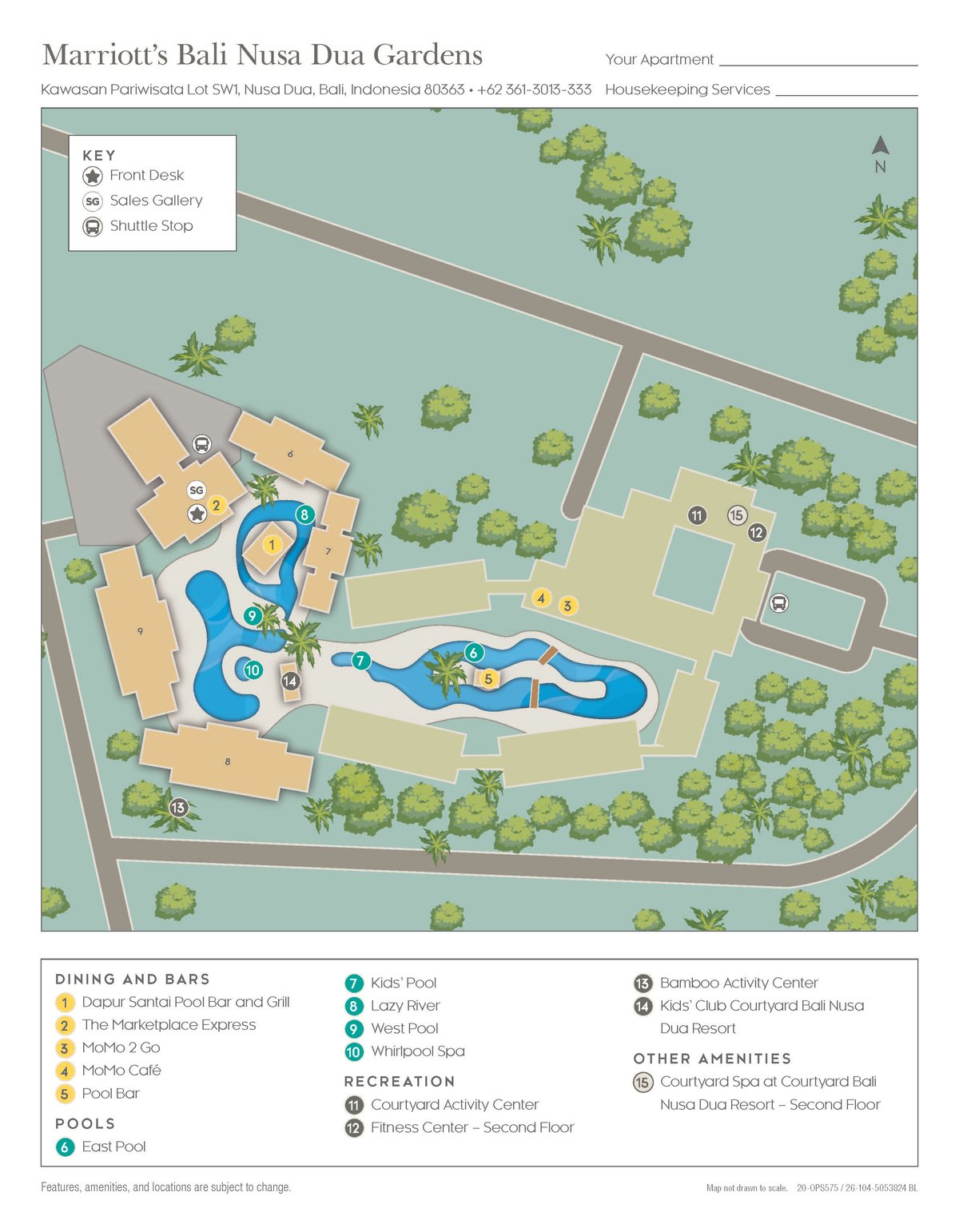 Resort site map for Marriott’s Bali Nusa Dua Gardens