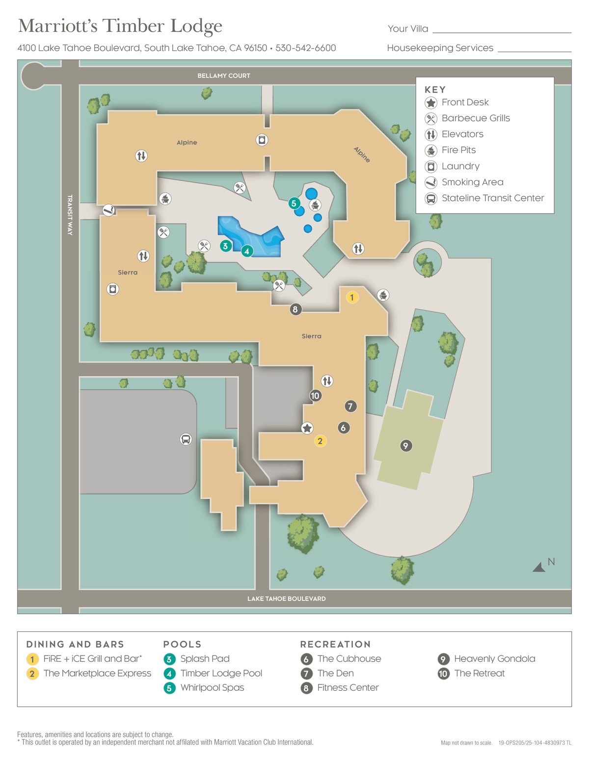 Resort site map for Marriott's Timber Lodge