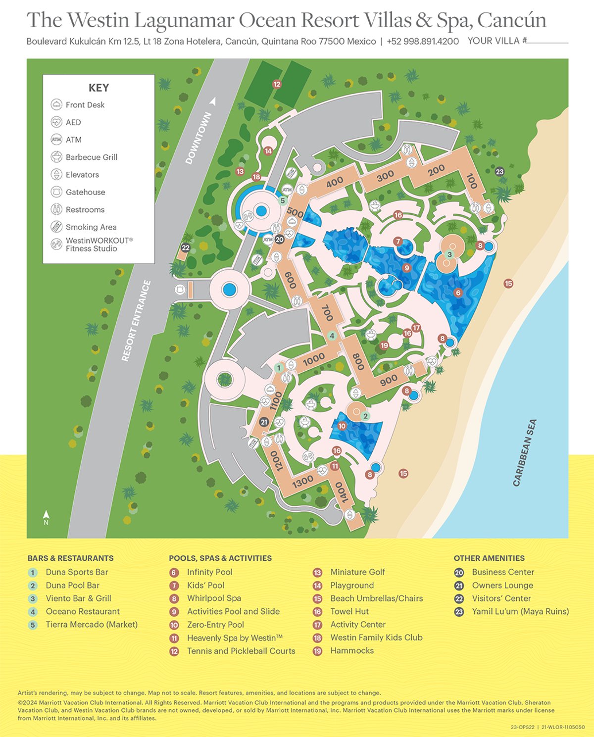 Resort site map for The Westin Lagunamar Ocean Resort