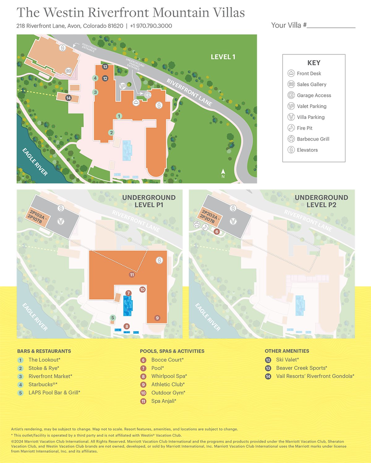 Resort site map for The Westin Riverfront Mountain Villas
